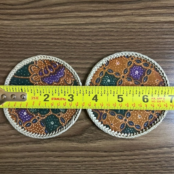 Cloth & Rattan Coaster Set - Picture 7 of 9